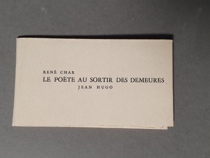 CHAR René. LE POÈTE AU SORTIR DES DEMEURES. Alès, P.A.B., 1952. Minuscule 5 x 8,5...