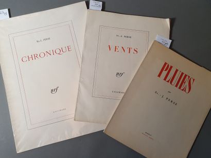 PERSE SAINT-JOHN. PLUIES. Buenos Aires. Éditions des Lettres Françaises, 1944. In-4,...
