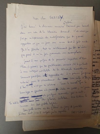 [KLEIN Yves]. RESTANY Pierre. TAPUSCRITE LETTER TO ELENA PALUMBO (Yves Klein's main...