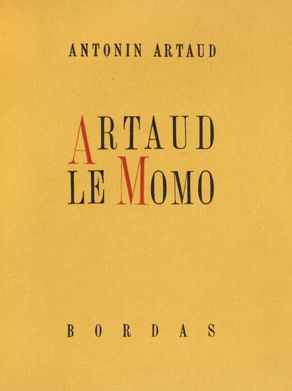 ARTAUD Antonin.ARTAUD LE MOMO. Paris, Bordas, 1947. In-12, half maroon with havana...