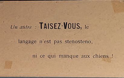 [DADA]. 4 PAPILLONS DADA. 1920. Imprimés en noir sur papiers de couleurs. 7 x 10,5...