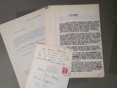HARTUNG Hans. BILLET AUTOGRAPHE SIGNÉ À PIERRE RESTANY. Paris, 4 février 1957, enveloppe...