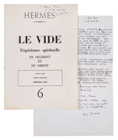 MICHAUX Henri INEFFABLE VIDE. Paris, Hermès, s.d. In-8, en feuilles.
RARISSIME ÉDITION...