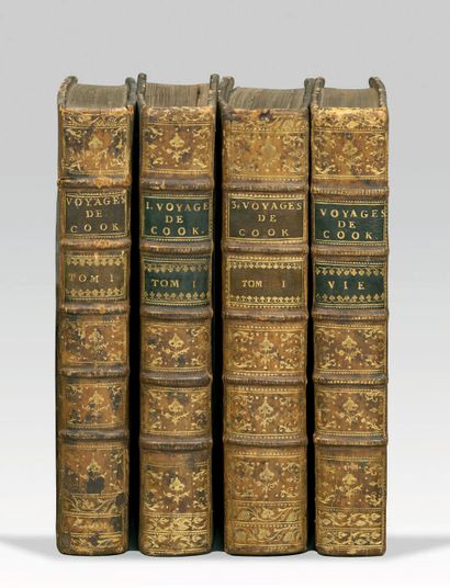 COOK (James). Voyages de Cook. 1774-1785. — Vie de Cook. 1789. Ensemble 4 ouvrages...