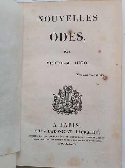 HUGO (Victor). Nouvelles odes. Paris, Ladvocat, 1824. In-18, basane racinée, dos...