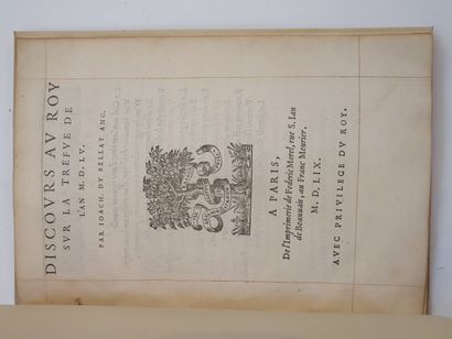 DU BELLAY (Joachim). Discours au roy sur la trefve de l'an M. D. LV. Paris, Fédéric...