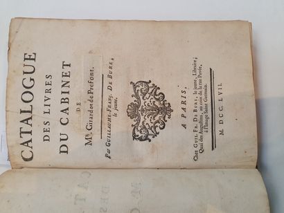 null CATALOGUE. _x001f_— DEBURE (Guillaume-François). Catalogue des livres du cabinet...