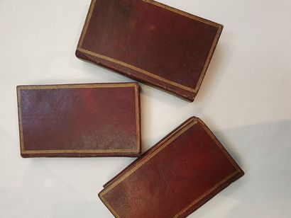 null ALMANACH DES MUSES. Ensemble 3 volumes in-18, maroquin rouge, triple filet doré,...
