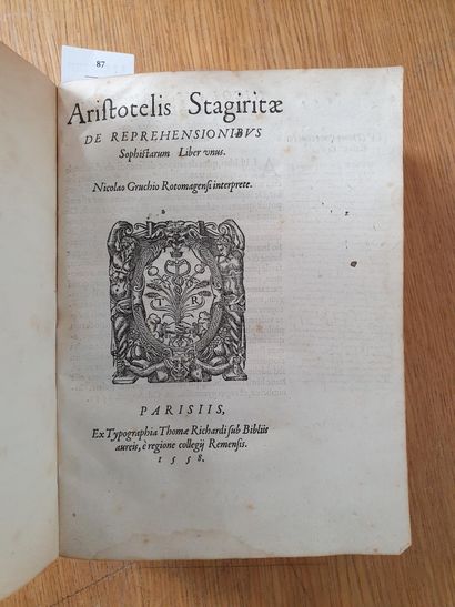 ARISTOTE. De reprehensionibus Sophistarum liber unus. — Topicorum libri VIII. — De...