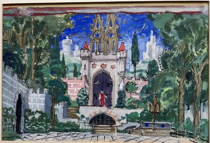 ALEXANDRE BENOIS (1870 - 1960) Etude de décor pour Le Pavillon d'Armide, 1909
Gouache...
