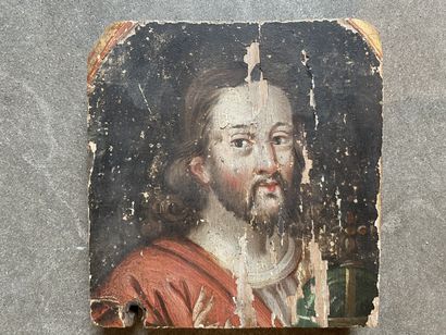 null Fragment d'icône
Figurant la tête du Christ
Sur panneau de bois
Accidents et...