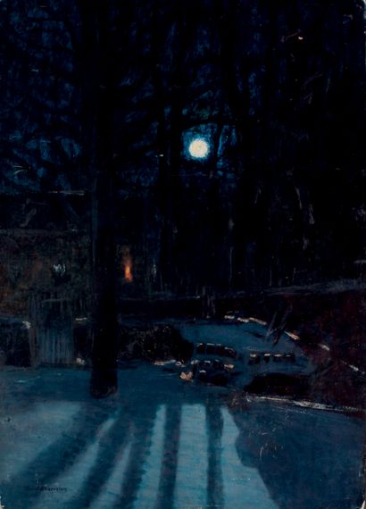 Victor CHARRETON, 1864-1936 Nuit tragique en hiver, Auvergne
Huile sur carton
Signé...