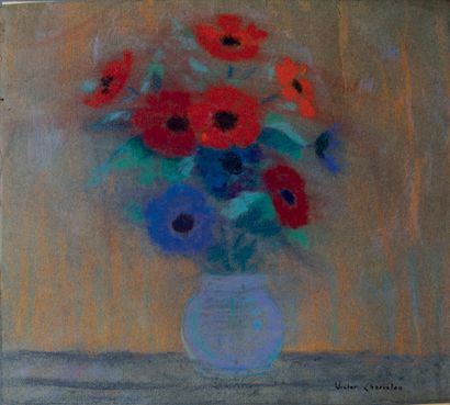 Victor CHARRETON, 1864-1936 Vase of Anemones
Pastel on beige paper (tear)
Signed...