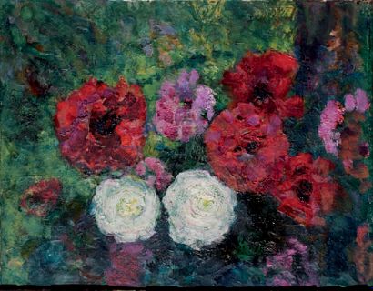 Victor CHARRETON, 1864-1936 Jeté de fleurs rouges et blanches
Huile sur toile
Non...