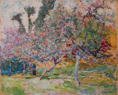 Victor CHARRETON, 1864-1936 Apple trees in bloom
Oil on board
Unsigned
37 x 46 cm
BIBLIOGRAPHY
R....