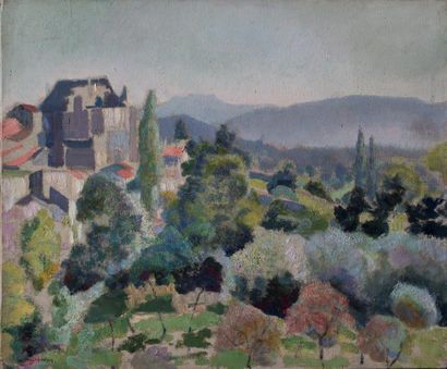 CHARRETON Victor, 1864-1936 
Château des Giscard, Saint Amant Tallende
Huile sur...