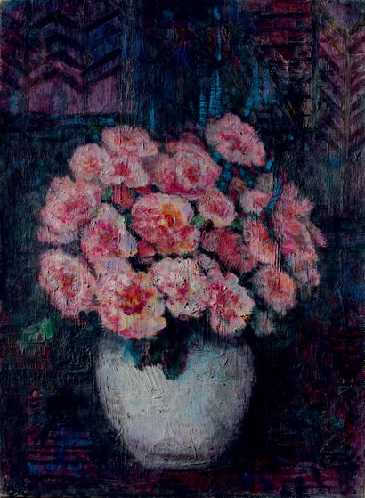 Victor CHARRETON, 1864-1936 Vase de fleurs
Huile sur toile
Signée en bas à droite
81...