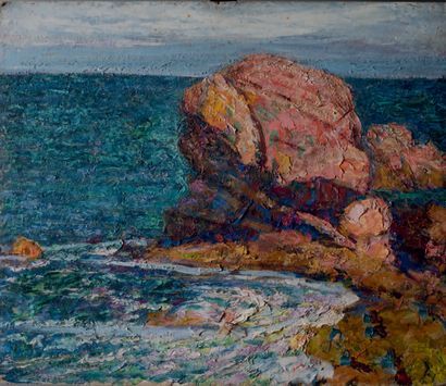 Victor CHARRETON, 1864-1936 Pink granite rock
Oil on board
Signed lower left
38 x...