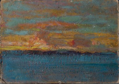Victor CHARRETON, 1864-1936 Study of a sky
Oil on cardboard
Unsigned 12.5 x 17 c...