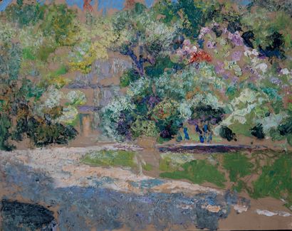 Victor CHARRETON, 1864-1936 Garden in front of the house in spring
Oil on cardboard
Signed...