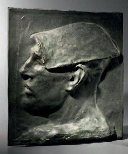 Constantin Emile MEUNIER, 1831-1905 Profil de forgeron
Bas-relief en bronze à patine...