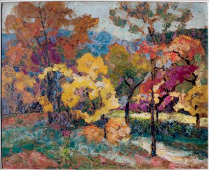 Victor CHARRETON, 1864-1936 Bois en automne
Huile sur carton
Signé en bas à gauche
66...