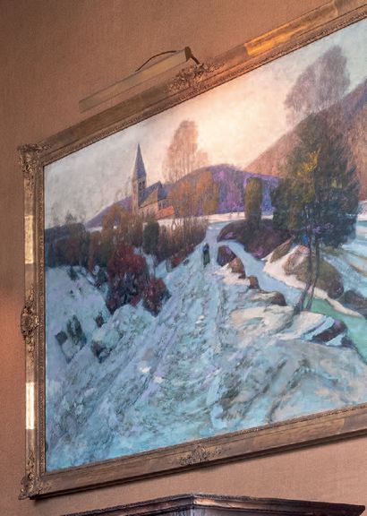 Victor CHARRETON, 1864-1936 Le chemin dans l'ombre, neige, 1911
Huile sur toile
Signée,...