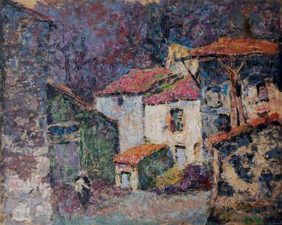 Victor CHARRETON, 1864-1936 Village in Auvergne
Oil on panel
Signed lower right 37,5...