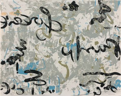 Mimmo Rotella (italien, 1918-2006) Composition (écritures). Lithographie. Feuille...