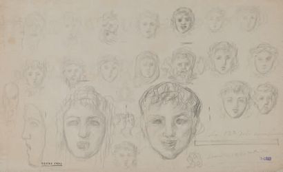 Henry CROS (1840-1907) 
Face
Pink, green and yellow glass paste print (slight cracks...