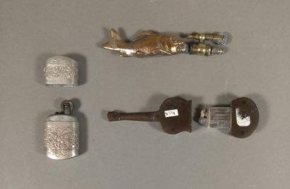 null Lot of 6 fancy gasoline lighters from the 1920s, two stamped Ministère des ...