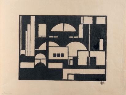 César DOMELA (1900-1992) Ville cubiste, 1924
Gouache sur papier monogrammée et datée...