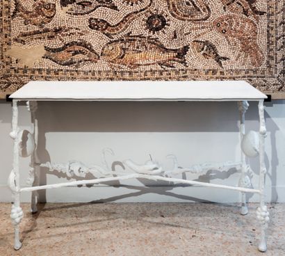 PASCALE LOISEL (NÉE EN 1949) Gabriela console in iron covered with white resin with...