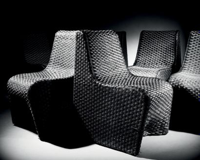 Jean NOUVEL (né en 1945) & PIERANTONIO BONACINA (éditeur) Suite de six chaises modèle...