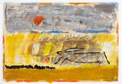LOUTTRE B (1926-2012) The Red Moon
Mixed media: print enhanced with paint, signed...