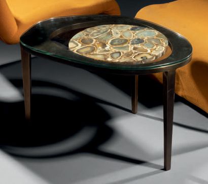 Ria (née en 1960) & Youri AUGOUSTI (né en 1961) Coffee table Peacock model in bronze...