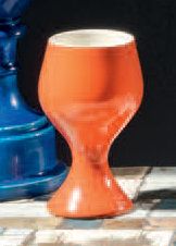POL CHAMBOST (1906-1983) Ceramic chalice entirely covered with orange enamel on the...