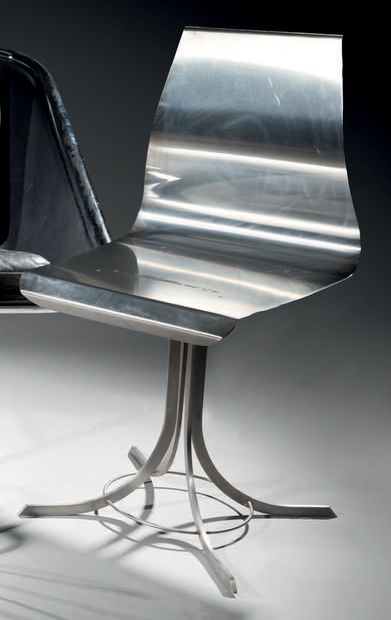 Xavier FEAL (actif de 1969 à 1974) & INOX INDUSTRIE (éditeur) Chair in brushed stainless...