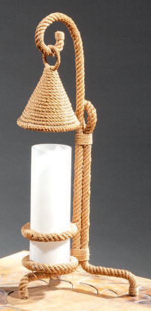 Adrien AUDOUX & Frida MINET (dans le goût de) Single-light table lamp in woven rattan...