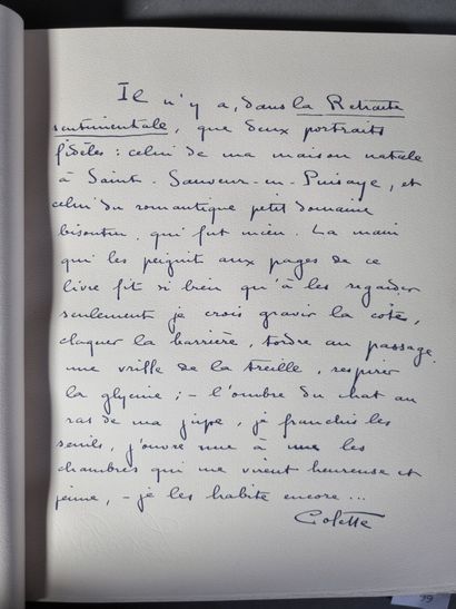 COLETTE. La Retraite sentimentale. Paris, Les Bibliophiles comtois, 1932. In-4, maroquin...