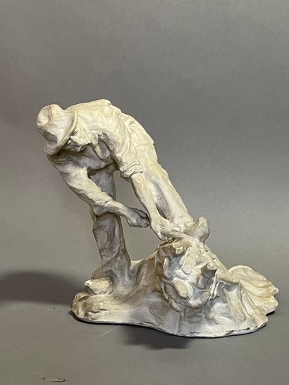 Ernest WITTMANN (1846-1921) et MOUGIN NANCY Le lieur de fagots
Stoneware sculpture...