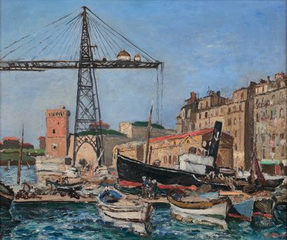 Marcel LEPRIN (1891-1933) Le pont transbordeur, Marseille
Oil on canvas signed at...