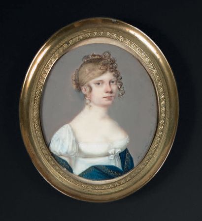 WEISE (école française du début du XIXe siècle) 
Portrait of a young girl in white...