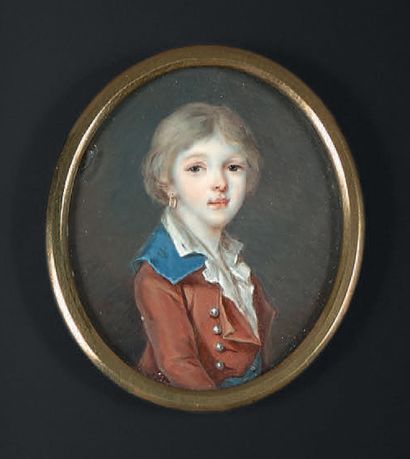 ECOLE ANGLAISE DU XIXe SIÈCLE 
Portrait d'un jeune garçon en buste vers la droite



Miniature...