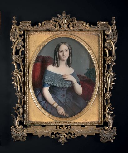 Auguste VIBERT (1805 - après 1858) 
Portrait de jeune femme de trois quarts vers...