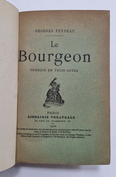 FEYDEAU (Georges). Le Bourgeon. Paris, Librairie théâtrale, 1906. In-12, olive green...