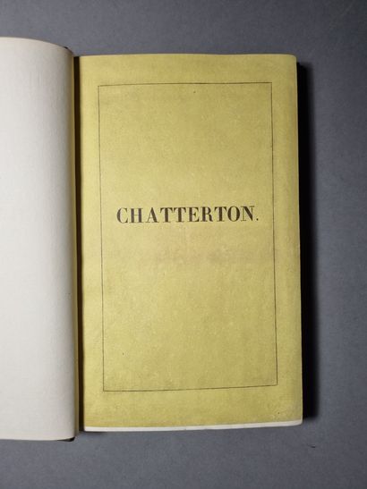 VIGNY (Alfred de). 
Chatterton. Drame. Paris, Hippolyte Souverain, 1835. In-8, maroquin...