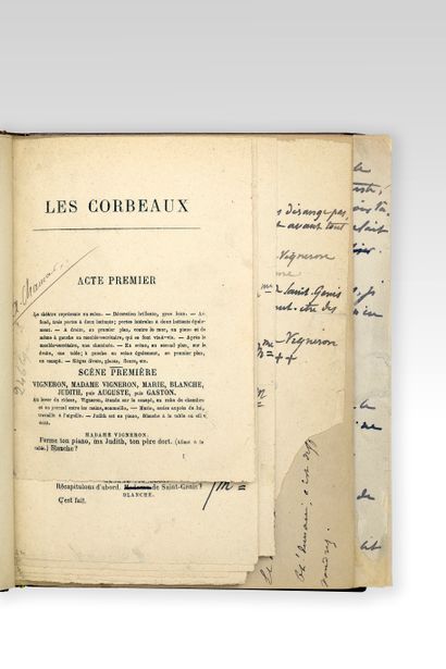 BECQUE (Henry). Les Corbeaux - Comedy in 4 acts. Sets of proofs corrected by the...