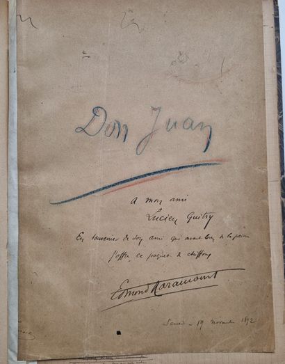 HARAUCOURT (Edmond). Don Juan. Autograph manuscript signed, (s.l.n.d.). 45 pages...