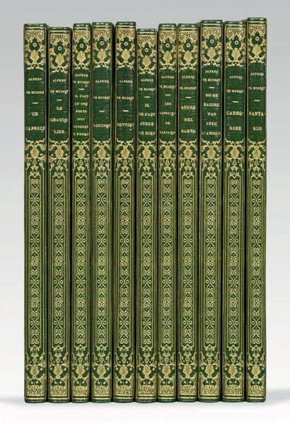 MUSSET (Alfred de). [Theatre]. Paris, Charpentier, 1847-1866. Set of 11 volumes in-12,...
